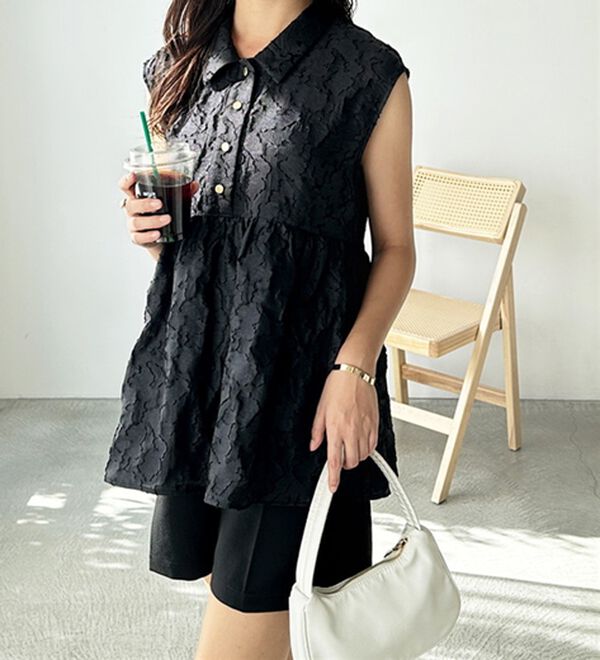 GeeRA（ジーラ）の「シアージャカードペプラムブラウス（ブラウス）」｜詳細画像