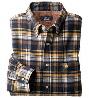 「＜ポロ・ビーシーエス＞裏ボアチェックシャツ（メンズシャツ）」｜ベージュ