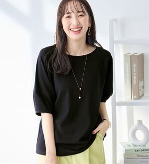 alotta（アロッタ）の「【6つの機能付】ランタンスリーブカットソー（カットソー）」｜ブラック