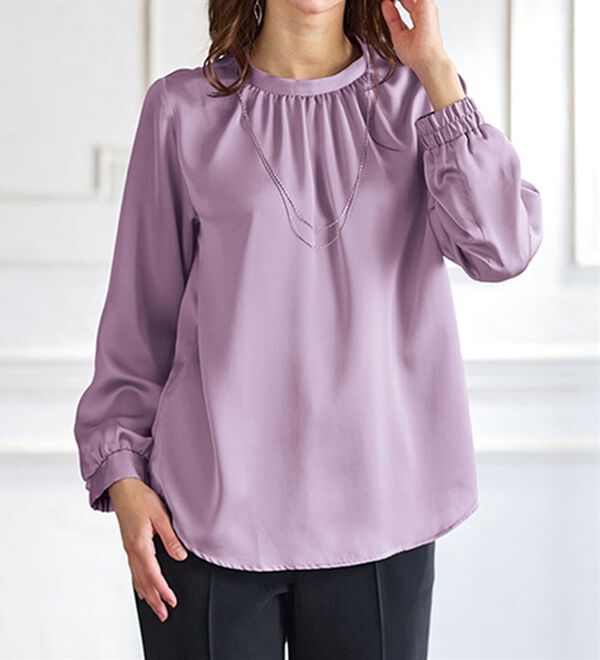 BELLUNA（ベルーナ）の「大人の艶感ヴィンテージサテン素材ブラウス（ブラウス）」｜詳細画像