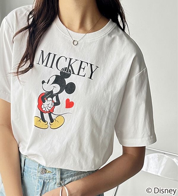 GeeRA（ジーラ）の「【Disney/ディズニー】別注/Mickey Mouse＆Minnie Mouse/ヴィンテージプリントTシャツ（カットソー）」｜詳細画像