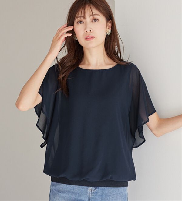 alotta（アロッタ）の「【接触冷感】カットソー裏地付ドルマンブラウス（ブラウス）」｜詳細画像