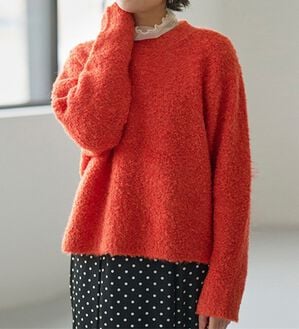 RANAN（ラナン）の「〈ＳＤＧｓ〉ふわふわブークレーニット（ニット・セーター）」｜オレンジ