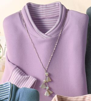 BELLUNA（ベルーナ）の「なめらかボーダー配色使いプルオーバー（カットソー）」｜ラベンダー