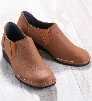 ルフラン（ルフラン）の「４Ｅ牛革アウトステッチサイドゴアスリッポン（スリッポン）」｜キャメル