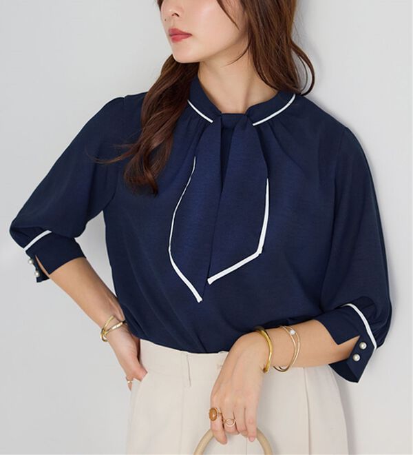 alotta（アロッタ）の「袖口パール6分袖ブラウス（ブラウス）」｜詳細画像