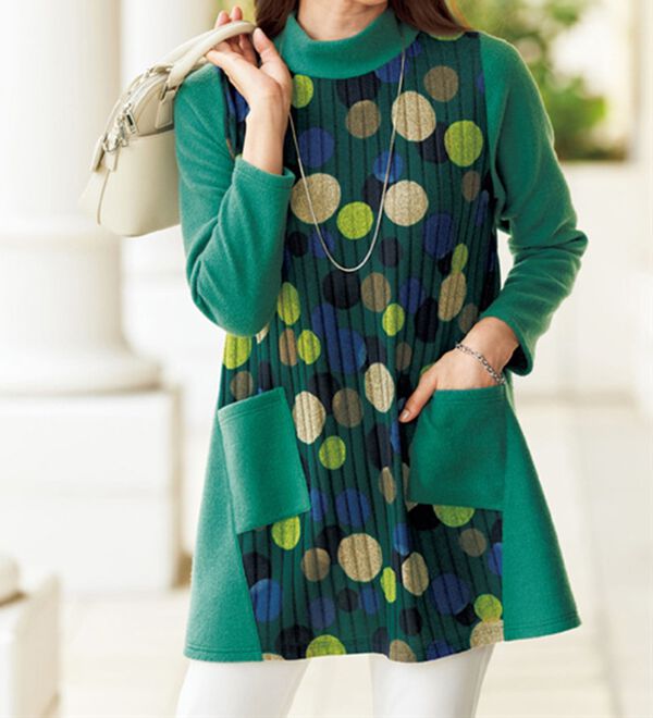 起毛カットソードット柄切替チュニック - ベルーナ【公式】