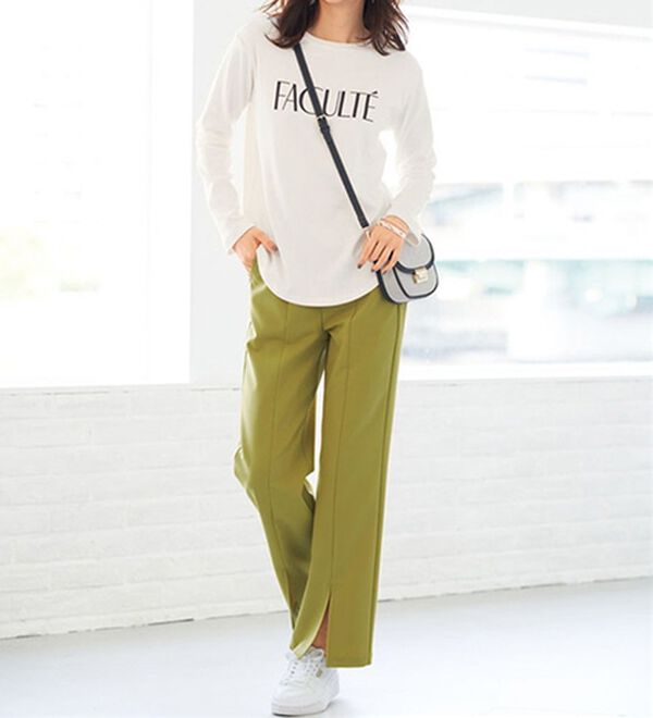 BELLUNA（ベルーナ）の「錯覚美脚！裾スリットセミワイドパンツ（フルレングスパンツ）」｜詳細画像