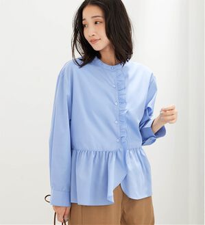 BELLUNA（ベルーナ）の「甘すぎない！フリル切替デザインブラウス（ブラウス）」｜ブルー