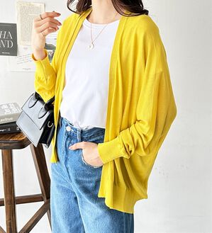 GeeRA（ジーラ）の「【冷房対策に】ひんやりUV対策！ドルマンカーディガン（ニットカーディガン）」｜イエロー
