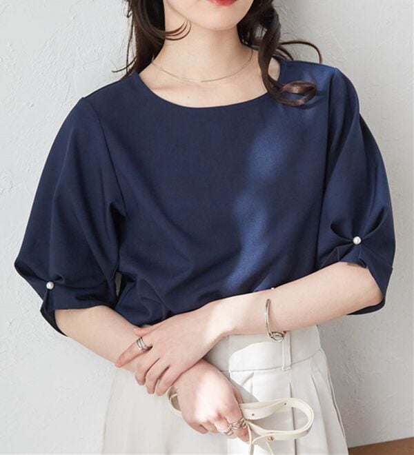 RANAN（ラナン）の「【ひんやり】袖タックデザインきれい見えブラウス（ブラウス）」｜詳細画像