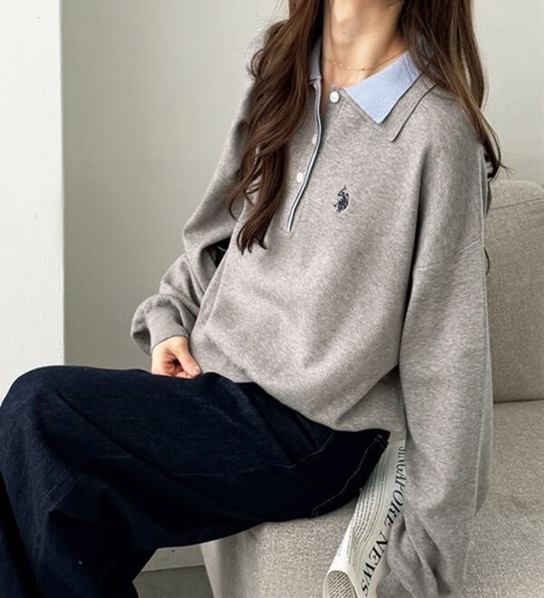 GeeRA（ジーラ）の「【U.S. POLO ASSN.】バイカラーポロ衿ニット（ニット・セーター）」｜詳細画像