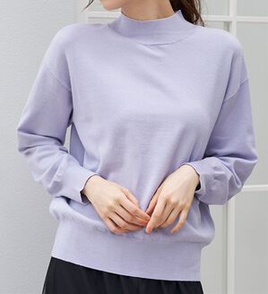 RANAN（ラナン）の「もちもちベーシックニット（Vネック・ハイネック）（ニット・セーター）」｜ライトパープル ハイネック