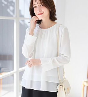 Viola e Viola（ヴィオラ エ ヴィオラ）の「裾フレア裏地付きシフォンブラウス（ブラウス）」｜詳細画像