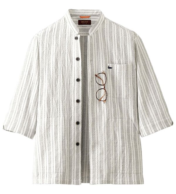 「【２色組】＜デコイ＞大人の爽快ドビー柄シャツアウター（メンズシャツ）」｜詳細画像