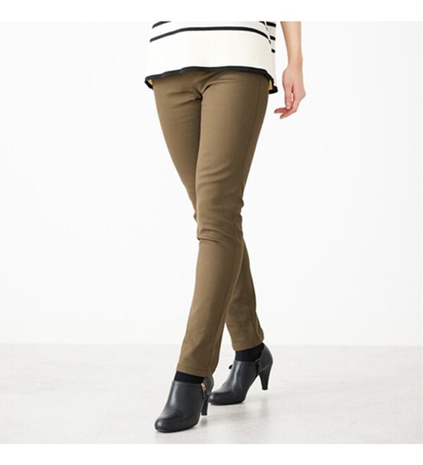 BELLUNA（ベルーナ）の「静電防止！蓄熱綿サテンストレッチカラーパンツスリム（フルレングスパンツ）」｜詳細画像