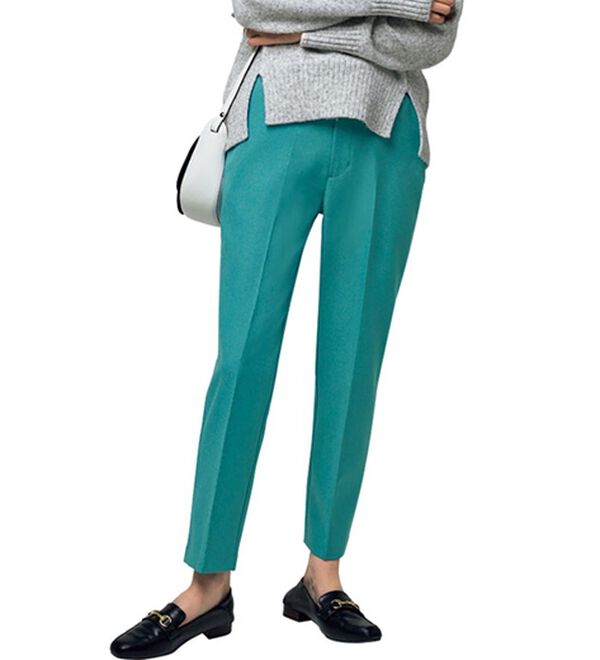 VINNO（ヴィノ）の「ウールライク美脚テーパードパンツ（フルレングスパンツ）」｜ピーコックブルー