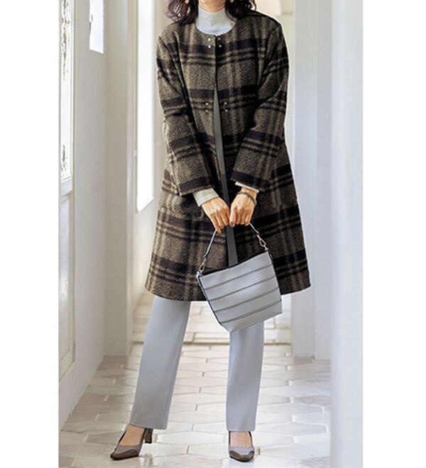 ルフラン（ルフラン）の「ウール入り　ビッグチェックコート（ロングコート）」｜詳細画像