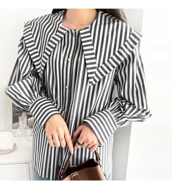 GeeRA（ジーラ）の「ケープ衿シャツブラウス（ブラウス）」｜詳細画像