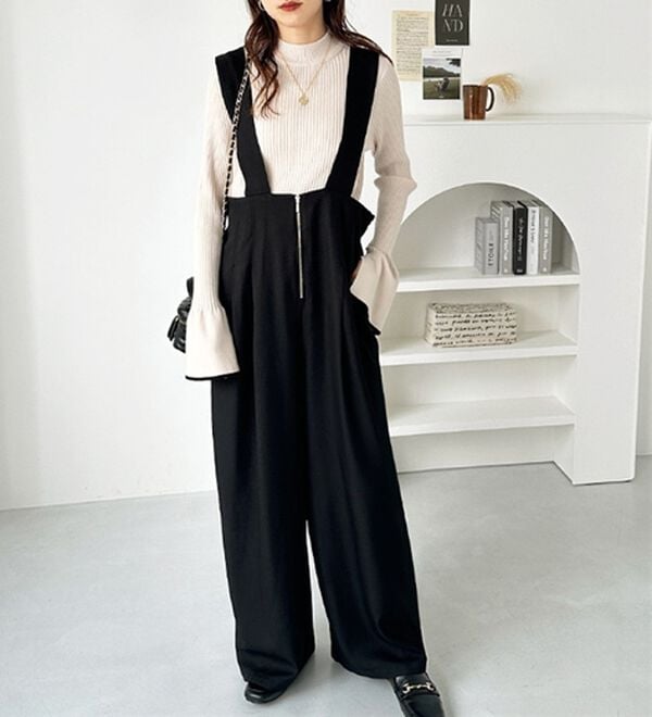 GeeRA（ジーラ）の「フロントジップハイウエストサロペット（オールインワン）」｜詳細画像