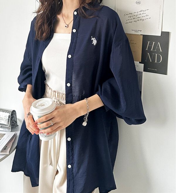 GeeRA（ジーラ）の「【Ｕ．Ｓ．　ＰＯＬＯ　ＡＳＳＮ．】バンドカラーシアーシャツ（シャツ）」｜詳細画像