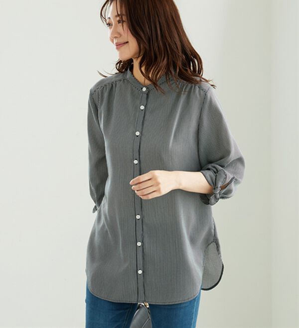 BELLUNA（ベルーナ）の「涼感柔らか袖リボンチュニック（チュニック）」｜詳細画像