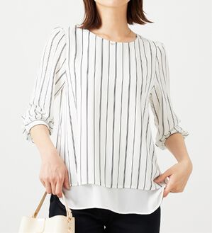 BELLUNA（ベルーナ）の「ジョーゼット素材裾ティアードブラウス（ブラウス）」｜詳細画像