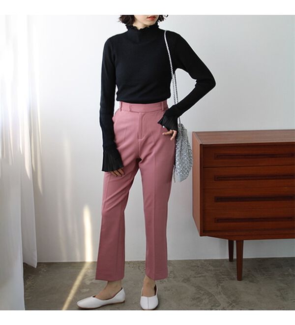 GeeRA（ジーラ）の「プリーツ付ハイネックリブニットトップス（ニット・セーター）」｜詳細画像