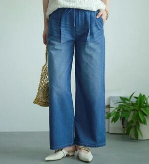 BELLUNA（ベルーナ）の「薄くて軽い！デニムイージーワイドパンツ（ワイドパンツ・ガウチョ）」｜詳細画像