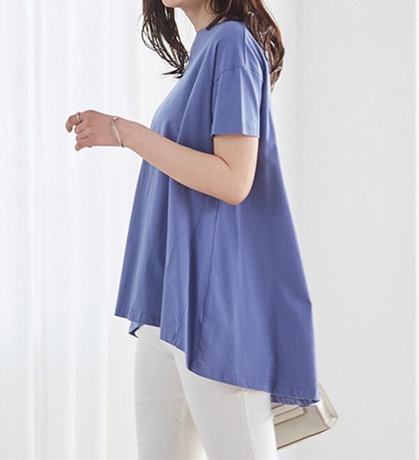 RANAN（ラナン）の「＜ＢＣ＞綿１００％ひんやりフレアーシルエットチュニック（カットソー）」｜詳細画像