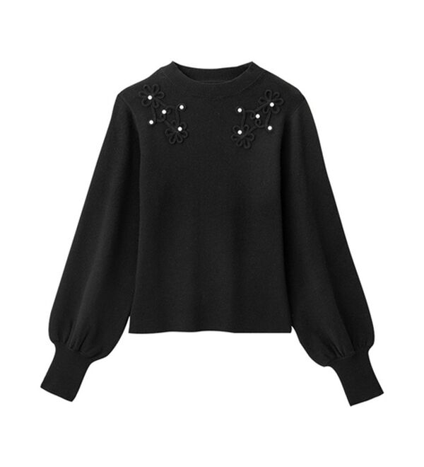 alotta（アロッタ）の「フラワーモチーフパフ袖ニット（ニット・セーター）」｜詳細画像