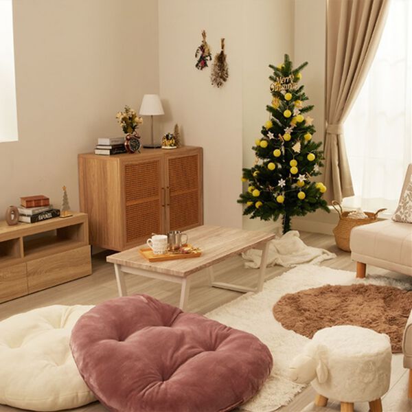 ふっくらふわふわフランネル円形クッション＜座布団・フロアクッション  