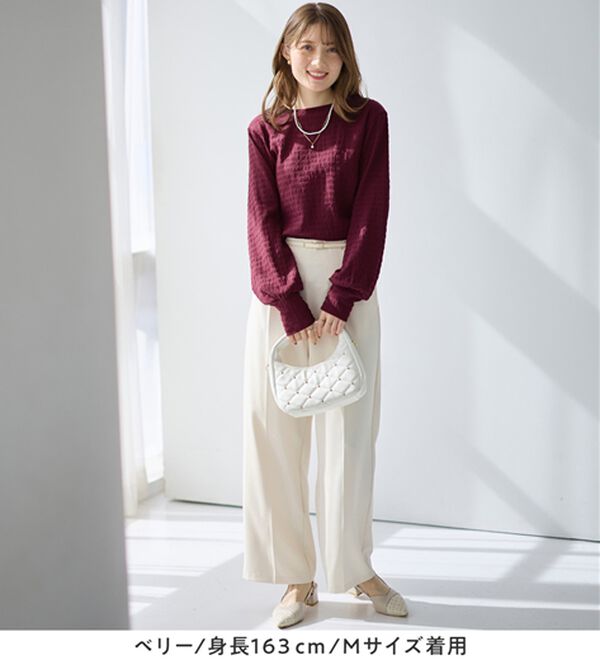 alotta（アロッタ）の「着映えジャカード素材パフ袖ゆるトップス（カットソー）」｜詳細画像