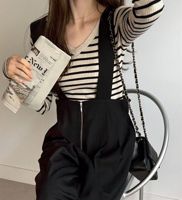 GeeRA（ジーラ）の「フロントジップハイウエストサロペット（オールインワン）」｜詳細画像