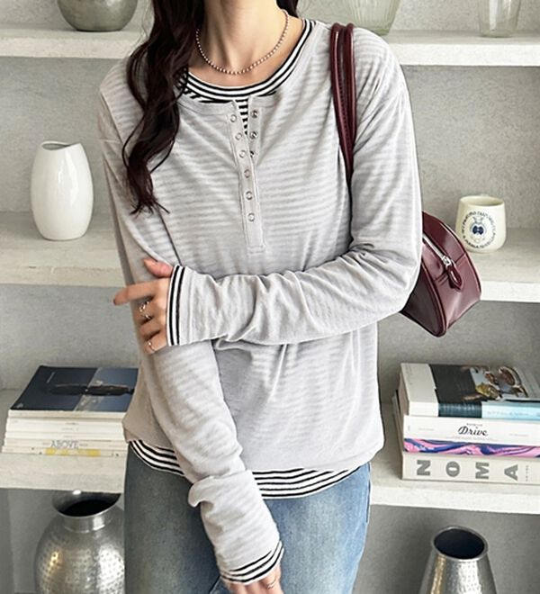 GeeRA（ジーラ）の「前後２ＷＡＹシアースラブヘンリーネックカットソー（カットソー）」｜詳細画像