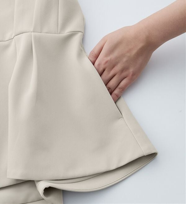 RANAN（ラナン）の「【２点セット】防シワ！ノーカラーペプラムパンツスーツ（パンツスーツ）」｜詳細画像