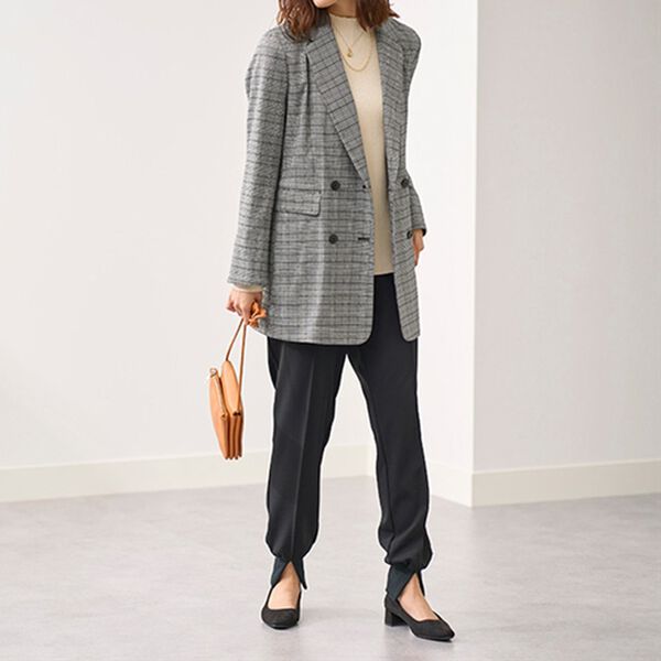 BELLUNA（ベルーナ）の「羽織るだけできちんと見え！チェック柄テーラードジャケット（テーラードジャケット）」｜詳細画像