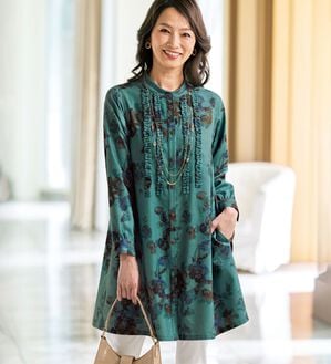 BELLUNA（ベルーナ）の「《体のラインを拾わない》コーデュロイ素材ぼかし調花柄チュニック（チュニック）」｜詳細画像