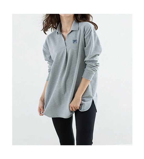 RANAN（ラナン）の「＜ＦＩＬＡ＞鹿の子チュニック長袖ポロシャツ（カットソー）」｜詳細画像