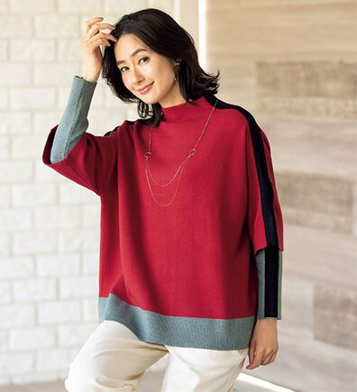 ルフラン（ルフラン）の「すっきり見えのライン配色ニット（ニット・セーター）」