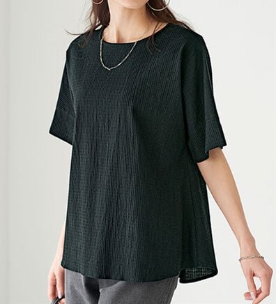 BELLUNA（ベルーナ）の「サラっと素材切替デザインブラウス（ブラウス）」