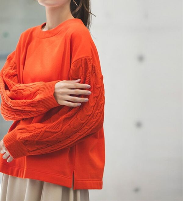 RANAN（ラナン）の「【毛玉になりにくい】裏起毛袖ニットプルオーバー（カットソー）」｜詳細画像