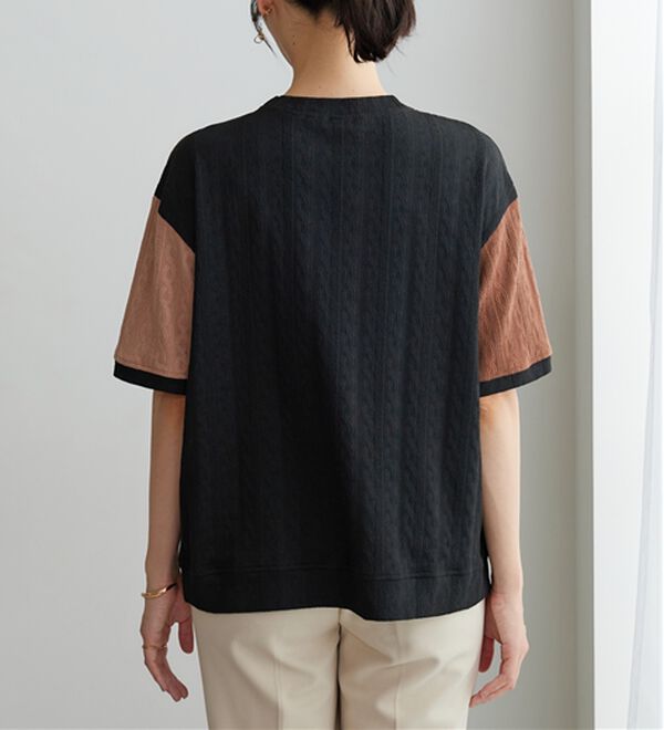 BELLUNA（ベルーナ）の「ミニケーブル柄パッチワーク風プルオーバー（カットソー）」｜詳細画像