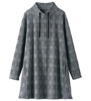 BELLUNA（ベルーナ）の「まるで着る毛布！静電防止付裏ファーフード風チュニック（チュニック）」｜グレンチェック