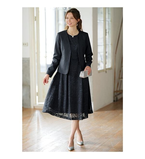 BELLUNA（ベルーナ）の「花柄オパール素材ワンピースアンサンブル（ワンピースセットスーツ）」｜詳細画像