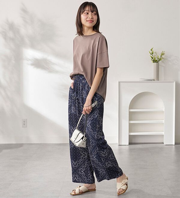 BELLUNA（ベルーナ）の「楊柳サラサラ素材プリントイージーパンツ（フルレングスパンツ）」｜詳細画像