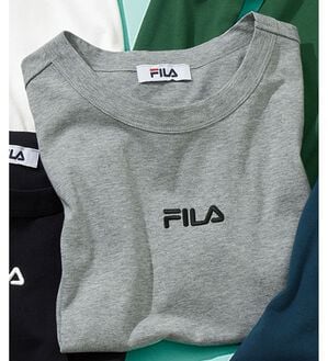 「＜フィラ＞ワンポイント刺しゅうＴシャツ（メンズカットソー）」｜グレー(長袖)