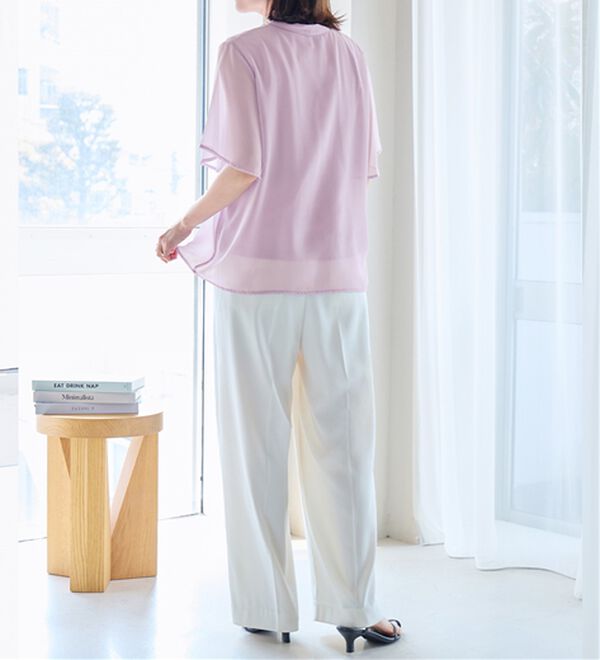 alotta（アロッタ）の「【接触冷感】インナー付スキッパーブラウス（ブラウス）」｜詳細画像