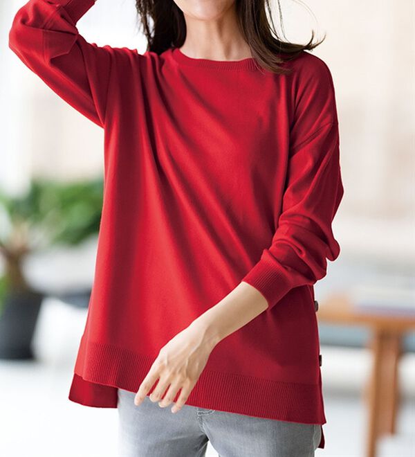 RANAN（ラナン）の「サイドボタン使いゆったりニットチュニック（チュニック）」｜詳細画像