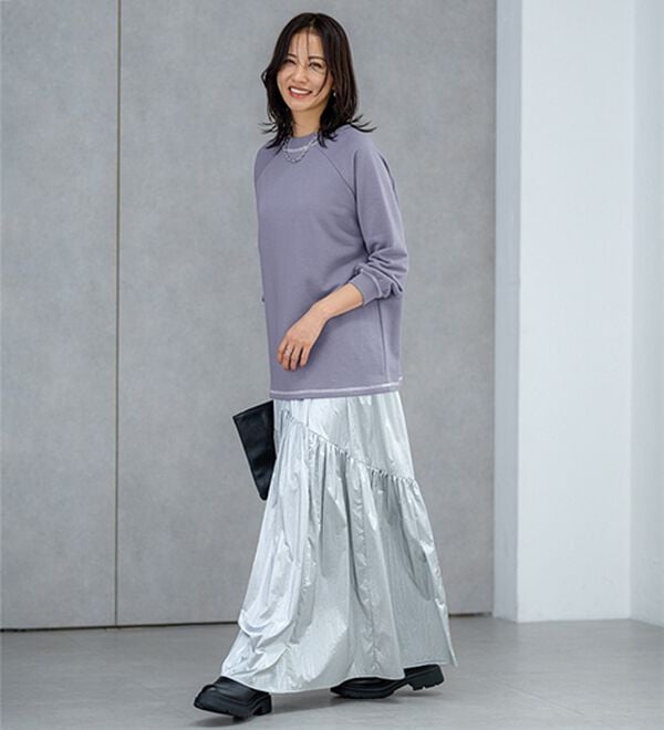 BELLUNA（ベルーナ）の「華奢見せ！しっかり綿混裏毛素材トレーナー（トレーナー・スウェット）」｜詳細画像